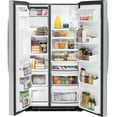 thumbnail image 2 of GE PZS22MYKFS 36 Inch Freestanding Counter Depth Side by Side Refrigerator with 22.1 cu. ft. Capacity, 4 Glass Shelves, External Water Dispenser, with Door Lock, Crisper Drawer, Ice Maker, Frost Guard, 2 of 5