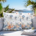 thumbnail image 3 of Jellyfish Coastal Throw Pillow Covers 18x18 Inch Set of 2, Summer Beach Coral Starfish Ocean Waterproof Outdoor Pillow Covers, Decorative Cushion Pillowcases for Couch, Sofa, Bed, Garden, Patio, 3 of 9