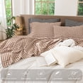 thumbnail image 2 of MooMee Gingham Sheet Set 100% Washed Cotton Linen Like Textured Extra Deep Pocket Breathable Lightweight 4-Piece (Dark Orange, Queen), 2 of 9
