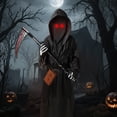 thumbnail image 7 of Alaiyaky Grim Reaper Costume, Halloween Scary Grim Reaper Fancy Dress with Scythe Glowing Glasses, Grim Reaper Costume Scary Halloween Costume, 7 of 7