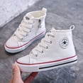 thumbnail image 1 of Zapatos de lona para niños con cremallera lateral alta, antideslizantes, de tela con suela suave, zapatos grandes para niños, zapatos blancos pequeños para jardín de infantes Tide, 1 of 6