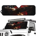thumbnail image 2 of HUIACONG US Flag Eagle Windshield Sun Shade for Jeep Wrangler TJ JK JKU JL JLU ,Aluminum Foil Film Car Winshied Sun shade,Effectively Blocking Heat and UV Rays, 2 of 6
