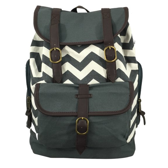 K-Cliff Canvas Laptop Bookbag Classic Backpack, Vintage Daypack Printed Pattern College Student,  Fit 15 inch MacBook Chrome Book Ipad Travel Bag  18pcs Case