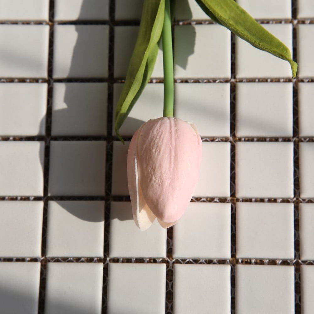 5 Pcs Fake Tulips Artificial Flowers, Real Touch PU Faux Flowers, Tulip Stems for Wedding, Spring Bouquet Floral Arrangement Home Party Office Decorations for Mother's Day (Pink) 13.98Inches