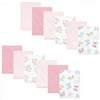 Hudson Baby Infant Girl Cotton Flannel Burp Cloths Bundle, Pastel Butterfly, One Size