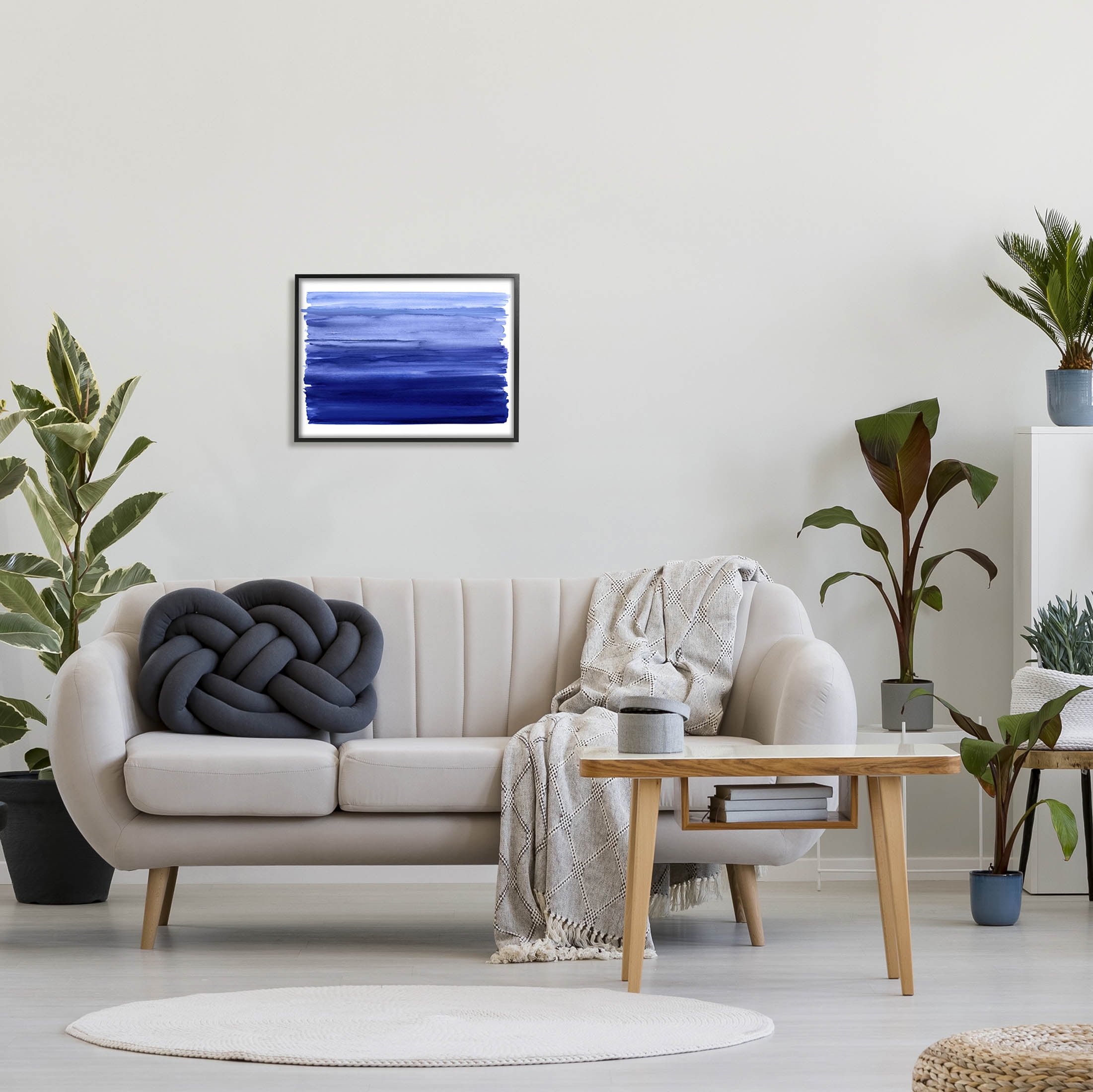 Stupell Industries Brushed Blue Gradient Form Graphic Art Black Framed Art Print Wall Art, Design by Allie Corbin