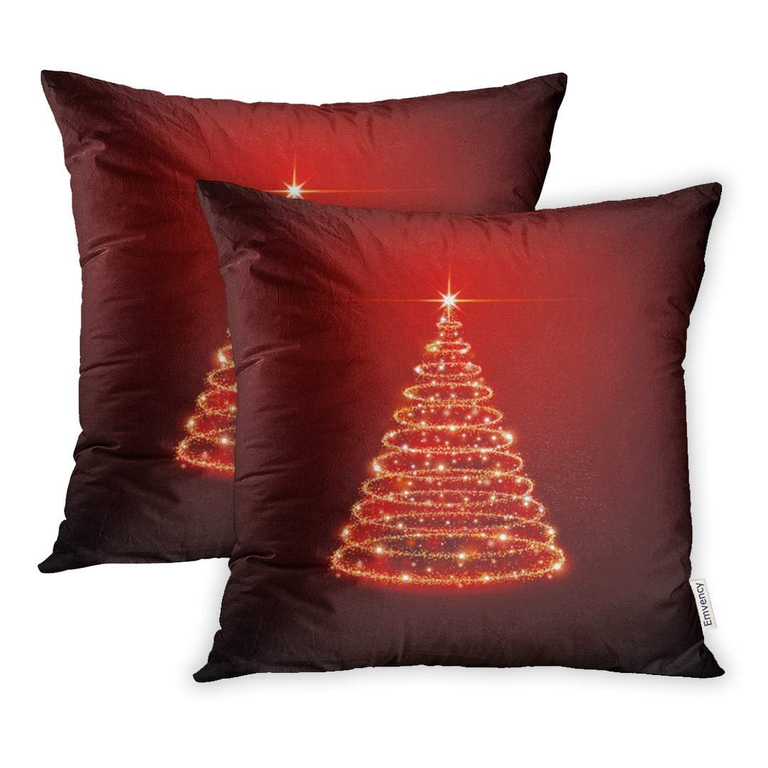 ARHOME Xmas Christmas Tree on Red Glow Light Star Pillow Case Pillow