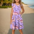 thumbnail image 2 of Nskgu Girls Summer Stretchy Dress A Line Twirly Skater Dresses Midi Cute Dress for Girls Sundress for Kids, 2 of 5
