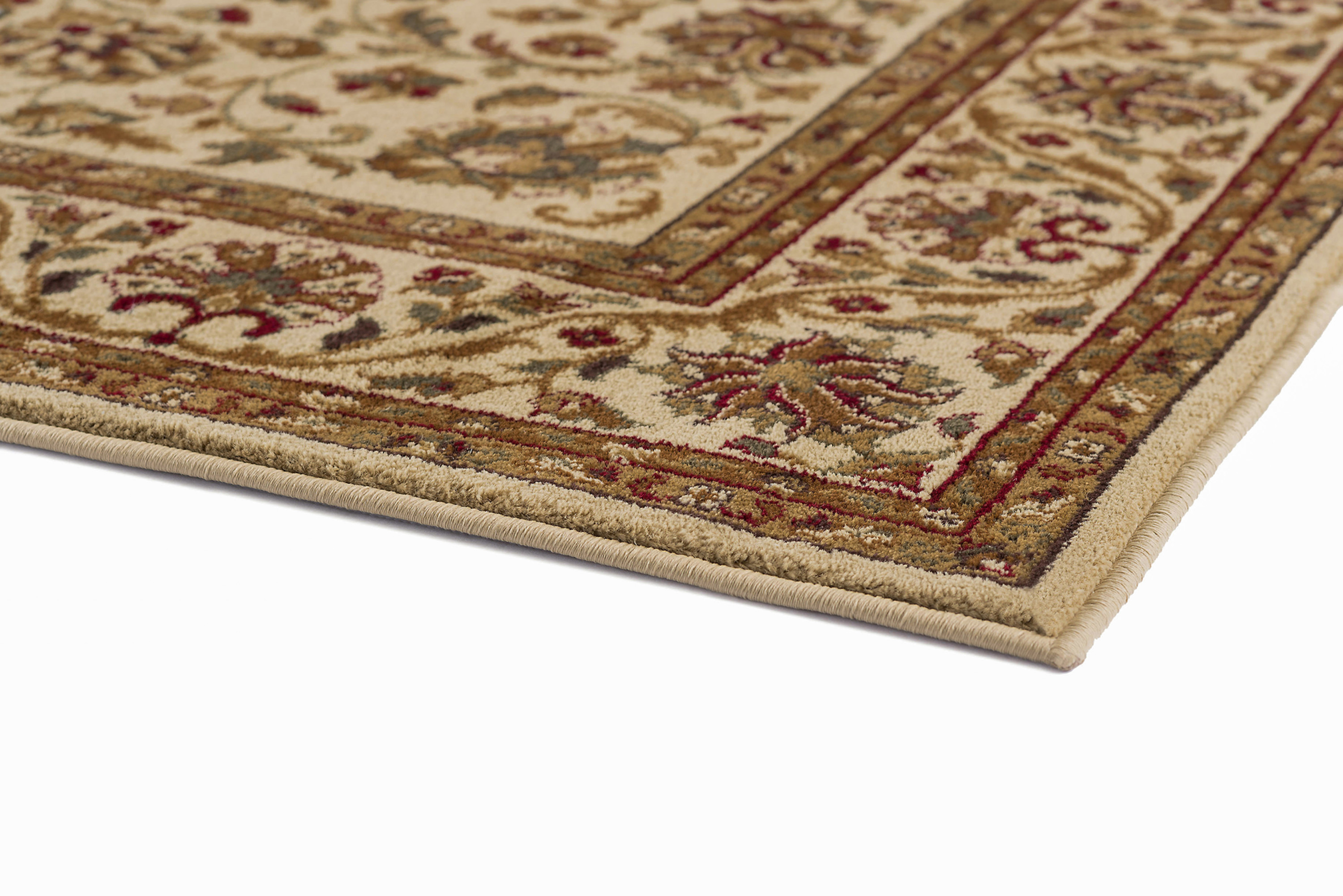Sensation Traditional 5' x 7' Ivory and Moss Green Polypropylene Indoor Area Rug