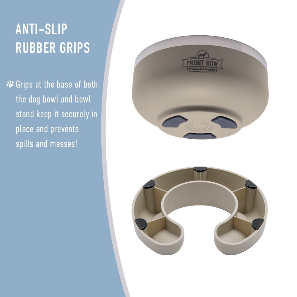 Front Row Dog Bowl with Slow Feeder-Sand