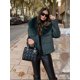 thumbnail image 4 of Gabardina Lisa elegante para mujer, cortavientos Vintage, chaqueta con cuello de piel, holgada, de una sola botonadura, cálida y gruesa, prendas de vestir exteriores de invierno, 4 of 5