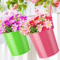 thumbnail image 4 of 12 Pcs Hanging Flower Pot Metal Iron Bucket Fence Hanging Planters 4 Pcs 5.5 x 10.6 Inch and 8 Pcs 3.7 x 3 Inch Fence Bucket Pots with Detachable Hook for Railing Fence Balcony Garden Yard, 4 of 6