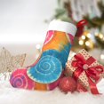 thumbnail image 6 of Flannel Christmas Stocking 17.7×11×7in Soft And Light Touch Good Socks Splicing Design Can Be Used For Hanging Rosybrown Tie-Dye Background Vibrant Colors, 6 of 8