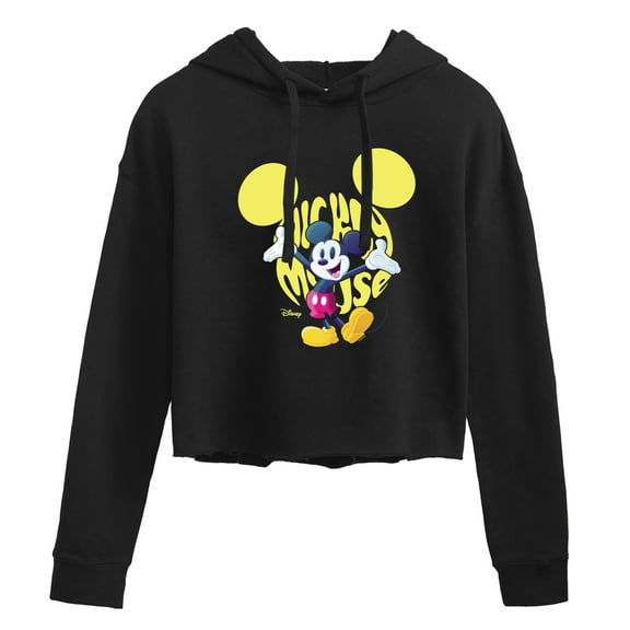 Disney - Mickey Logo - Juniors Cropped Pullover Hoodie