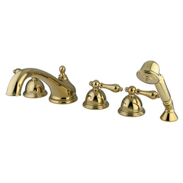 Three Handle Roman Tub Filler with Hand Shower