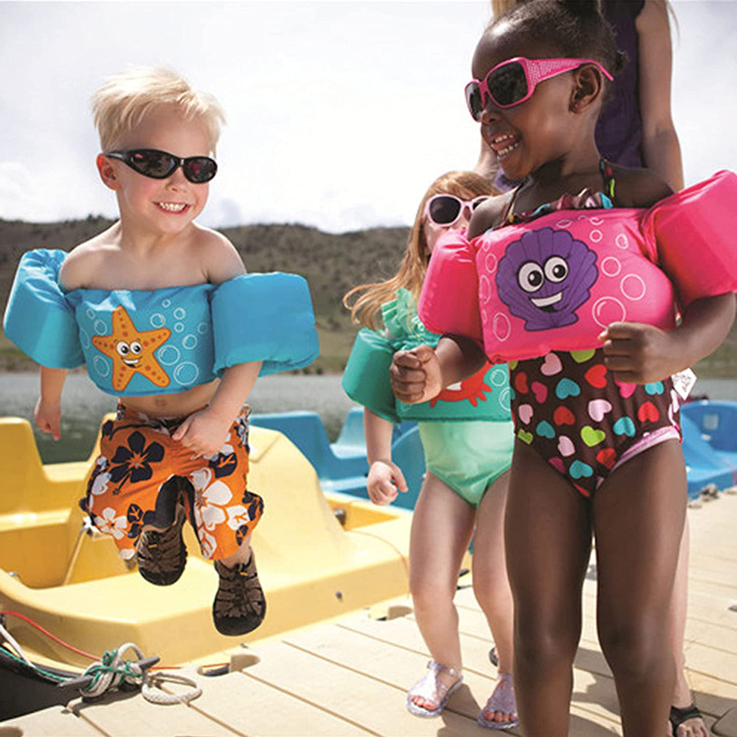 15-30kg SLHP Swimming Float Vest for Kids Swim Training Jacket Toddler Inflatable Arm Bands Puddle Jumper for 2-6 Year 0ld 