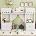 thumbnail image 2 of Twin Loft Bed with Built-in Bookshelf, Curtain, and Storage Shelf Amusement Park-Inspired Playful Design Safety Guardrails, White, 2 of 9