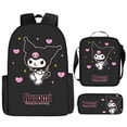 thumbnail image 1 of 3 unids/set niños Sanrio serie Kuromi mochila estuche para lápices bolso cruzado arnés de cojín de aire impermeable protección de la columna vertebral mochila escolar hola suerte  unisex, 1 of 2