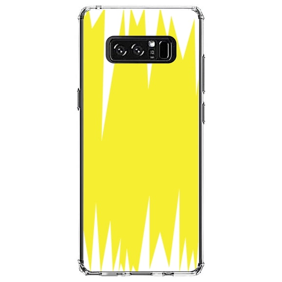 DistinctInk Clear Shockproof Hybrid Case for Samsung Galaxy Note 8 - TPU Bumper, Acrylic Back, Tempered Glass Screen Protector - Yellow White Spikes