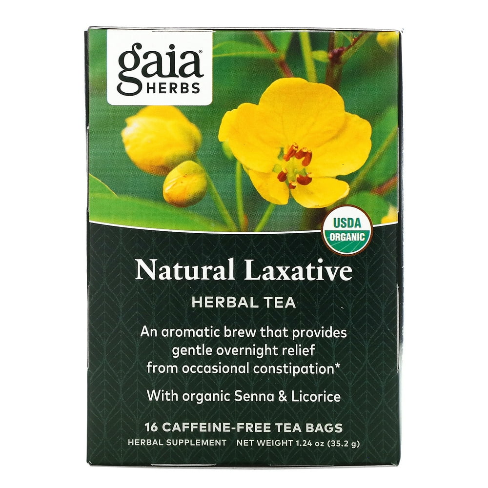 Gaia Herbs Natural Laxative, Herbal Tea, CaffeineFree, 16 Tea Bags, 1.