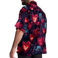 thumbnail image 3 of Love Men's Short Sleeve Hawaiian Beach Poplin Shirt Casual Printed Button Down Summer Unisex Shirt, 3 of 6