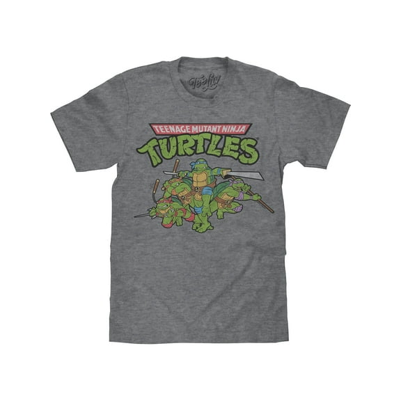 Tee Luv Men's Distressed Teenage Mutant Ninja Turtles Cartoon Shirt (M)