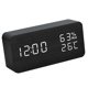 thumbnail image 3 of Reloj despertador LED Mesa de madera Humidómetro Termómetro Control de voz Temporizador de escritorio digital, Madera negra Luz blanca Inevent HA004025-05, 3 of 7