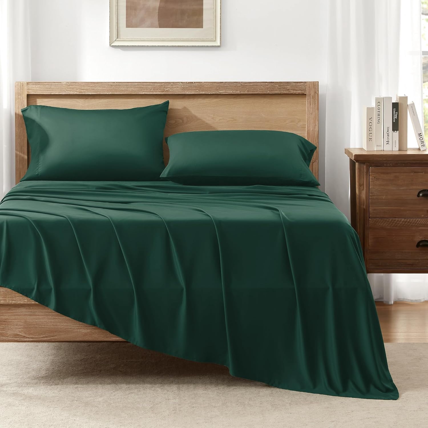 Queen Sheets Set, 100% Viscose Derived from Bamboo, Cooling Summer Bed Sheets Queen Size, Deep Pocket Up to 16", Silky Soft Sheets, Hotel Luxury Breathable Bedding Sheets & Pillowcases, Beige