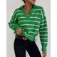 thumbnail image 1 of Camisa de punto a rayas de manga larga a la moda con cuello tipo polo que combina con todo, 1 of 6