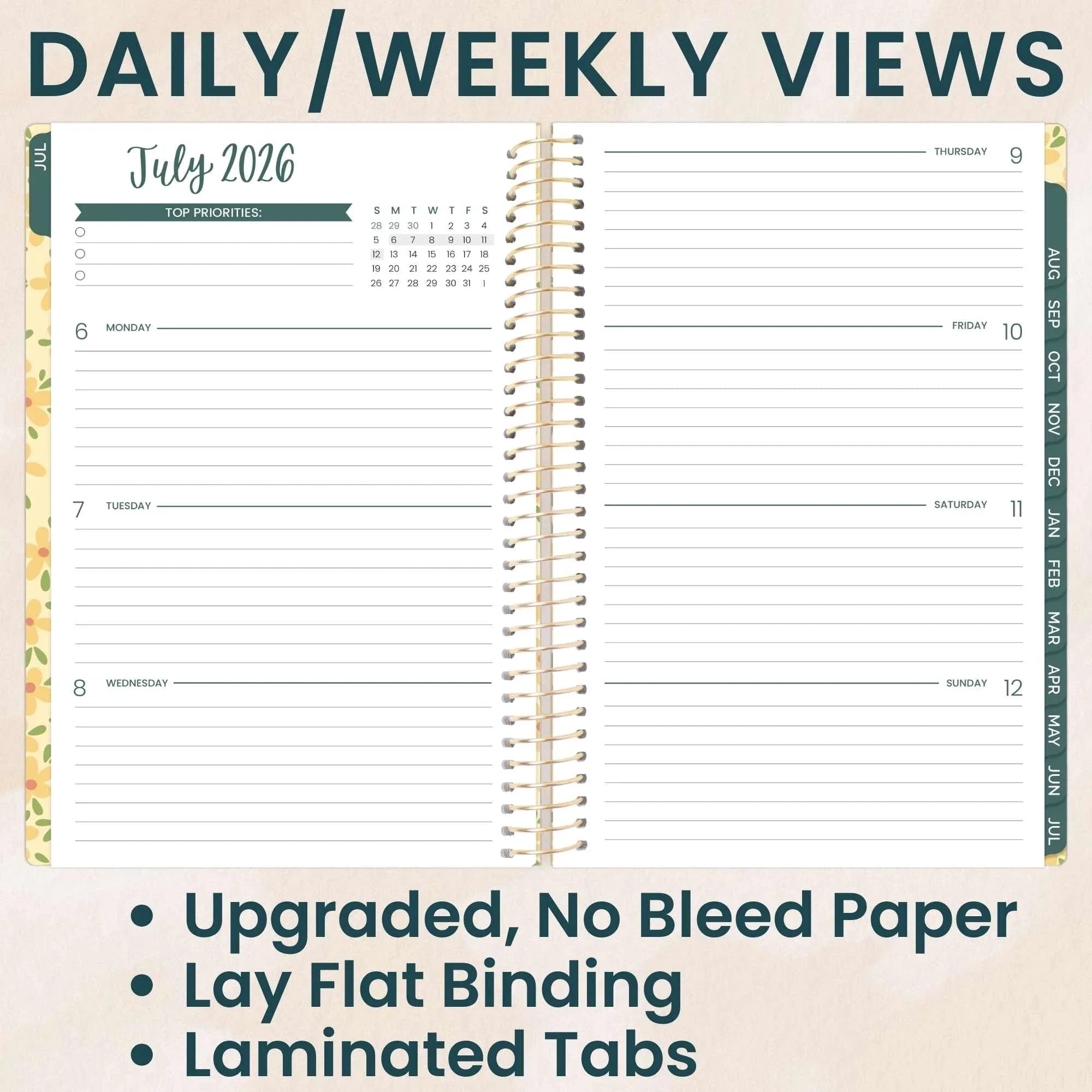 bloom daily planners 2026-2027 Academic Planner, 13 Month Monthly & Weekly Soft Cover, 5.5" x 8.25", Stickers Included, Butter Yellow Daisies