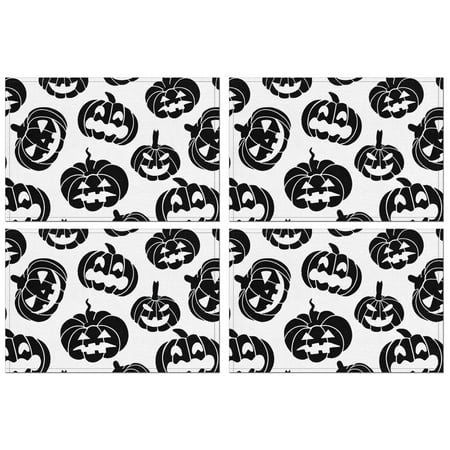 

Hallowmas Grimace Pumpkin Ghost Boo Seasonal Farmhouse Placemats 4PCS Durable Linen Placemats Winter Table Mats for Party Kitchen Dining Decor for Kitchen Dining Table Halloween Gifts