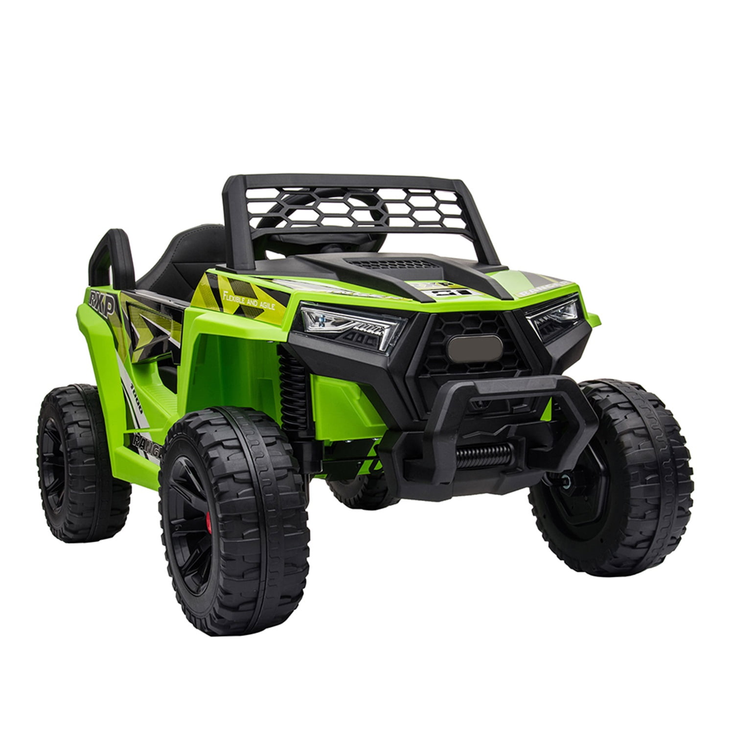 CIPACHO 12V Electric Ride on Cars, Realistic Off-Road UTV, Battery Powered Ride On Truck, Motorized Vehicles for Kids, Music, Spring Suspension, LED Light, Green