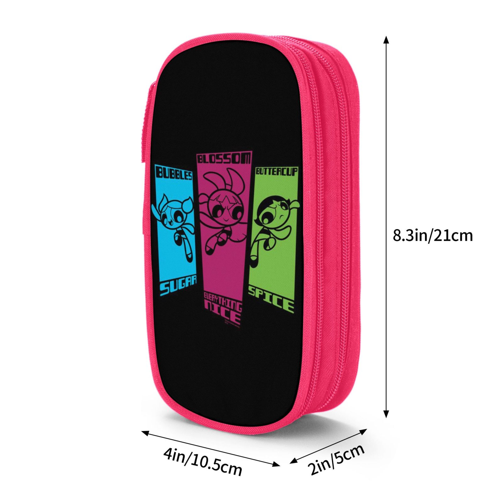 The Powerpuff Gi-rls Pencil Case Large Capacity Pencil Pouch Penbag Office Stationery Organizer Travel Makeup Bag Pink