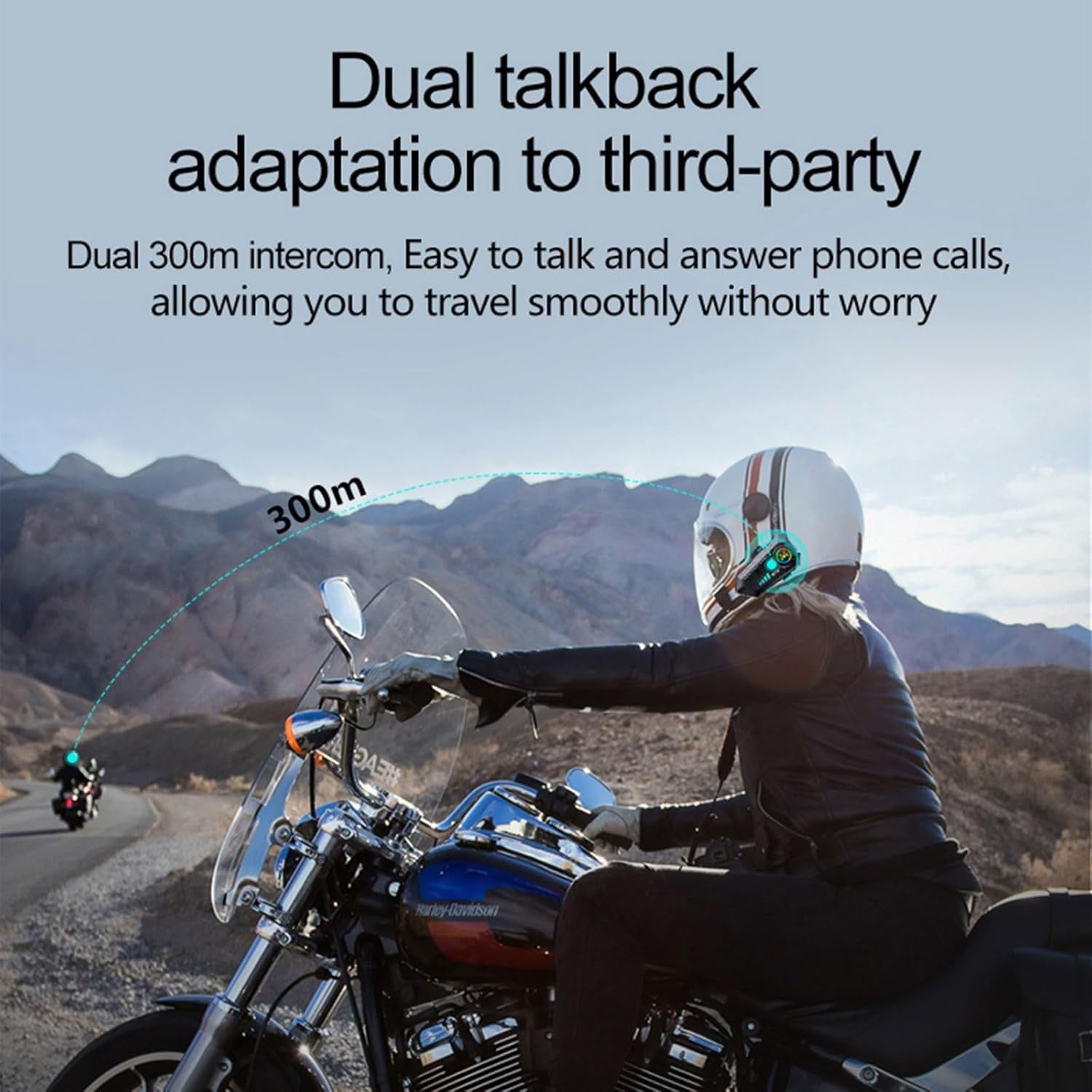 CNV Y10-2X Motorcycle Helmet Bluetooth Headset, Dual 300m intercom, Bluetooth 5.3 Headphone, Smart Noise Reduction, HiFi Level Sound Quality, IPX6 Waterproof, Compatible with All Helmets
