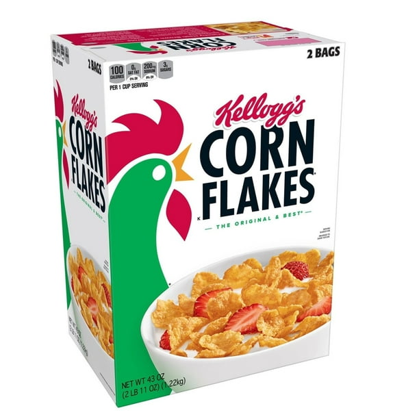 Kellogg's Corn Flakes Cereal  Total Ounce Two Bag Value Box -  
