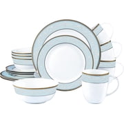 Fine Bone China Dinnerware Set,16 Pcs Classic Relief Pattern Gilt Edged High Grade Porcelain Tableware Sets For 4 People
