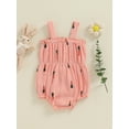thumbnail image 4 of Newborn Baby Girls Summer Outfits Cotton Floral Romper Ruffle Bow Front Smocked Suspender Bodysuit Cute Clothes, 4 of 7