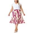 thumbnail image 2 of Agnes Orinda Women's Plus Size Skirts Print Pleated High Waisted Summer Casual A Line Midi Skirt 2X Hot Pink, 2 of 5