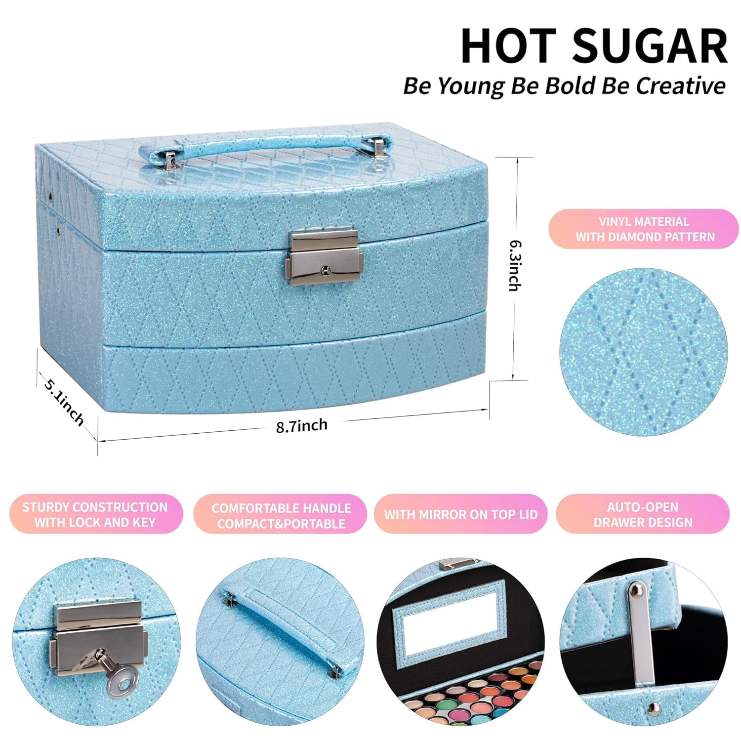 Hot Sugar Girls Makeup Kit for Birthday Gift, All in One Beginner Makeup Kit for Women Full Kit, Christmas Makeup Set for Teens Includes Real Cosmetics and Makeup Tools (Blue)