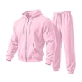 thumbnail image 3 of Delconic Mens Hoodie and Jogger Set Two Piece Tracksuit Full Zip Sweatshirt Drawstring Pants Casual Athletic Outfit Pink S, 3 of 7