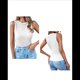 thumbnail image 2 of Camiseta de Tirantes para Mujer, Verano 2025, Informal, de Punto Acanalado, Ajustada, Básica, Texturizada, Sin Mangas, , Talla L, 2 of 7