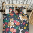 thumbnail image 3 of Shiba Inu and Flowers Duvet Cover and Pillowcase Set for Single Bedding, Bedroom Accessories for Kids Teens, 3 of 5
