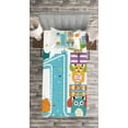thumbnail image 3 of Ambesonne Birthday Quilted Bedspread Set 2 Pcs, First Cake Candle Owls, Twin Size, Sky Blue Orange, 3 of 3