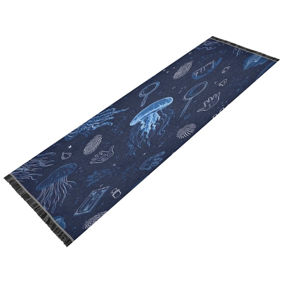 Vintage Modern Runner Rug,Non Slip Machine Washable 72"x23.5" Polyester Material Pet-Friendly Durable,Applicable to Entryway Rug Living Room Rug Upward Jellyfish