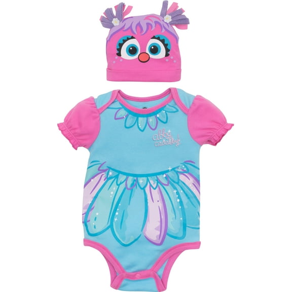 Sesame Street Abby Cadabby Newborn Baby Girls Costume Bodysuit and Hat Set Newborn