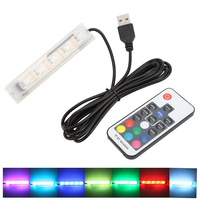 Fish Lamp, Plastic Remote Control Lightweight Adjustable Brightness Small Aquarium Light Colorful For Landscape For Aquatic Plants Black Wire,White Wire