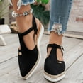 thumbnail image 2 of IUJSOY Espadrilles for Women Suede Pointed Closed Toe Wedge Sandals T-Strap Slingback Heels, 2 of 8