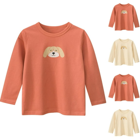 CYRBOKO Long Sleeve Tops for Boys, Gift Cotton Crew Neck Breathable Fall Sweatshirts Orange Size 8-10 T