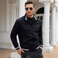 thumbnail image 2 of GrmtClth Men Fleece Jacket Lightweight Full Zip Jacket Casual Outdoor | Mock Neck Collar, Soft Warm Jacket, Ideal Outer Or Fall Winter Layering Essential for Hiking, Outdoor Wear Black XL, 2 of 7