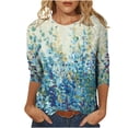thumbnail image 2 of ICHUANYI Clearance Women's Fashion Easter Printed Loose T-shirt Mid-length 3/4 Sleeves Blouse Round Neck Casual Tops(Green, S) ICHUANYI WER2023081000837, 2 of 5